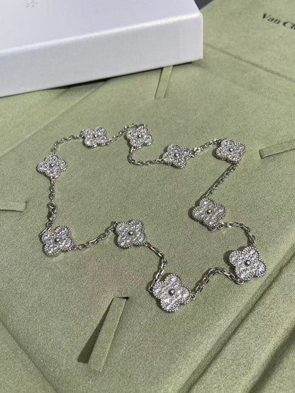 [Rose Tomorrow]CLOVER 10 MOTIFS  FULL DIAMOND NECKLACE