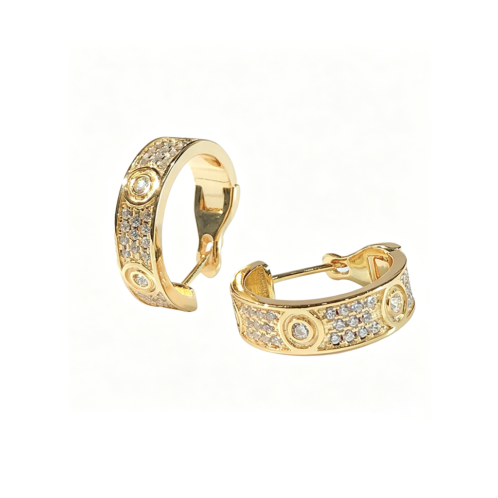 [Rose Tomorrow]LOVE 5.5MM DIAMOND PAVED EARRINGS