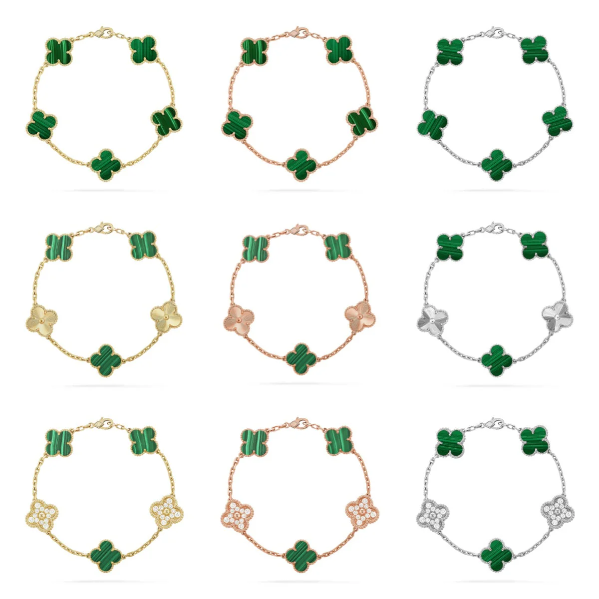 [Rose Tomorrow] CLOVER 5 MOTIF MALACHITE BRACELET COLLECTION