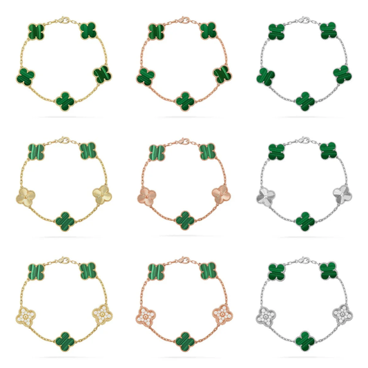[Rose Tomorrow] CLOVER 5 MOTIF MALACHITE BRACELET COLLECTION