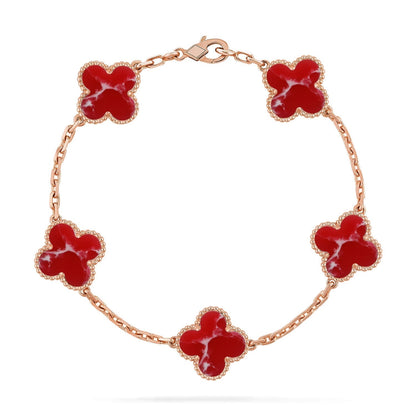 [Rose Tomorrow]CLOVER 5 MOTIF RED PATTERN BRACELET COLLECTION