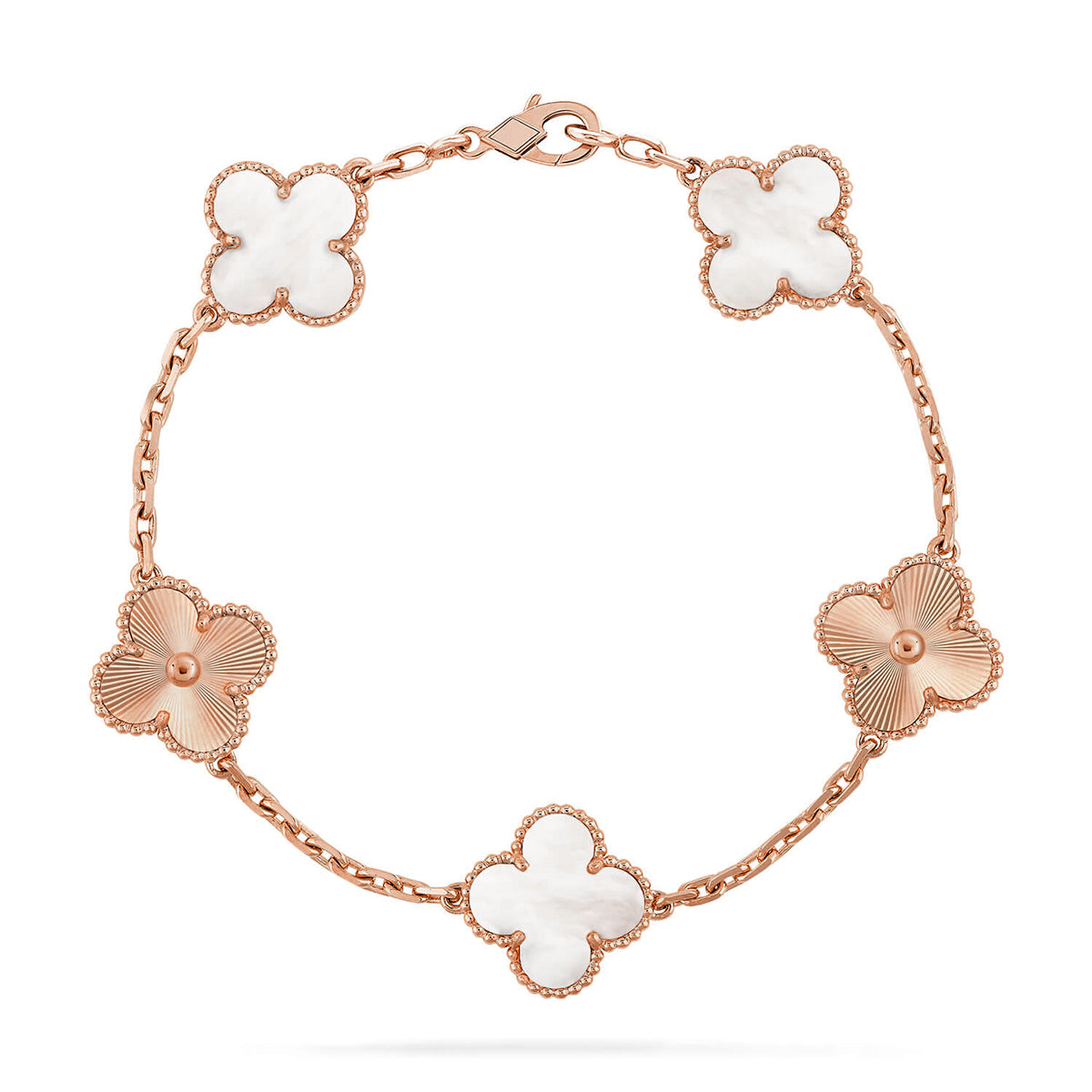 [Rose Tomorrow]CLOVER WHITE PEARL MOP 5 MOTIF BRACELET COLLECTION
