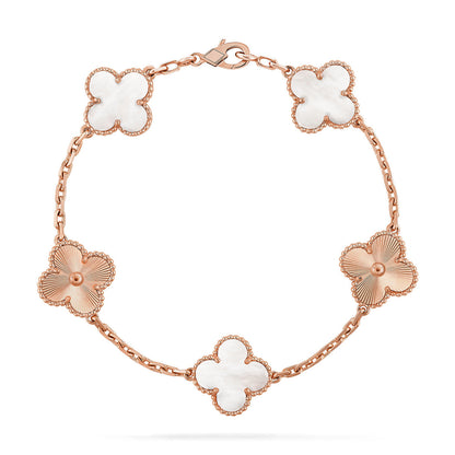 [Rose Tomorrow]CLOVER WHITE PEARL MOP 5 MOTIF BRACELET COLLECTION