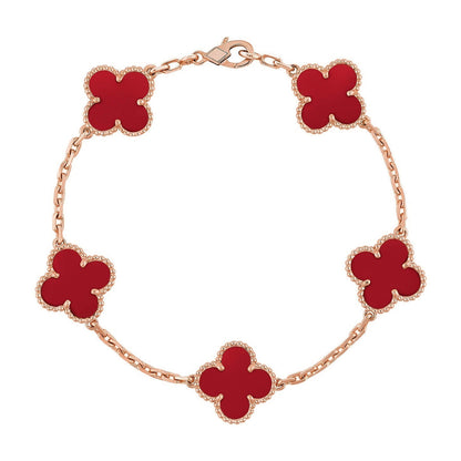 [Rose Tomorrow] CLOVER 5 MOTIF RED CORNELIAN BRACELET COLLECTION