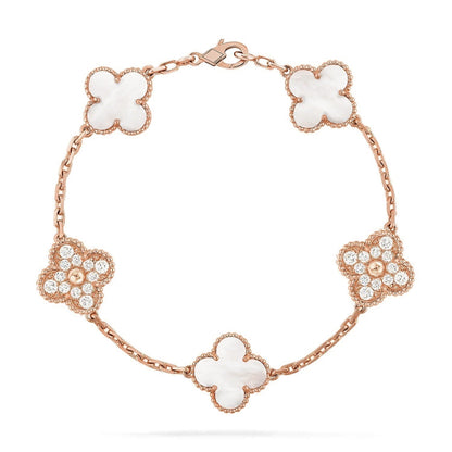 [Rose Tomorrow]CLOVER WHITE PEARL MOP 5 MOTIF BRACELET COLLECTION