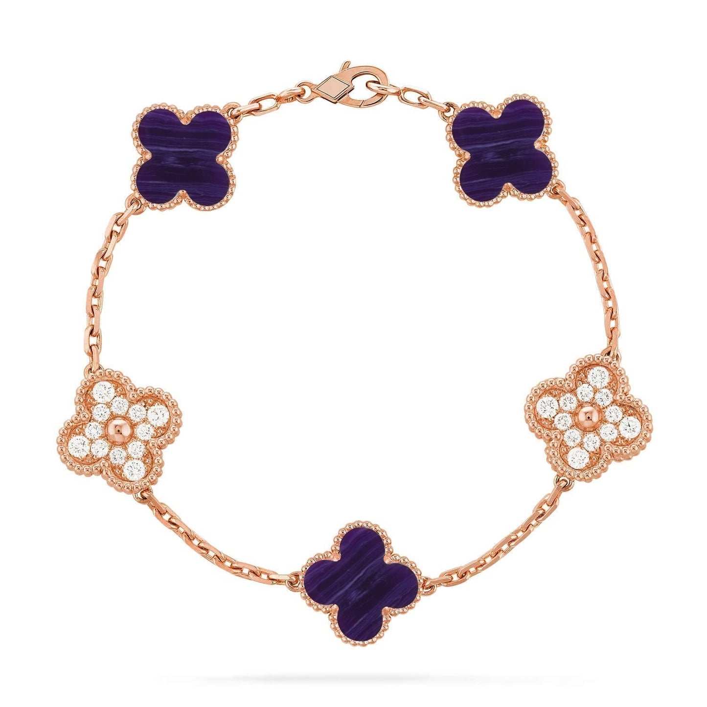 [Rose Tomorrow]CLOVER 5 MOTIF PURPLE STRIPES BRACELET COLLECTION
