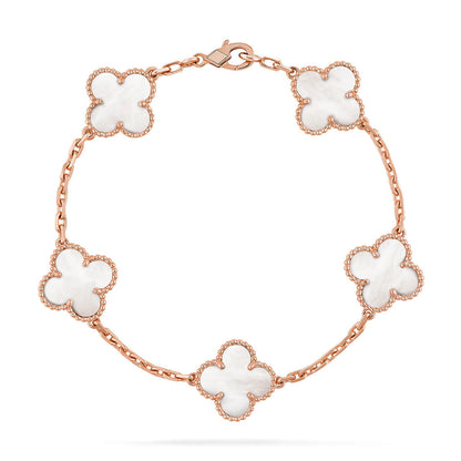 [Rose Tomorrow]CLOVER WHITE PEARL MOP 5 MOTIF BRACELET COLLECTION