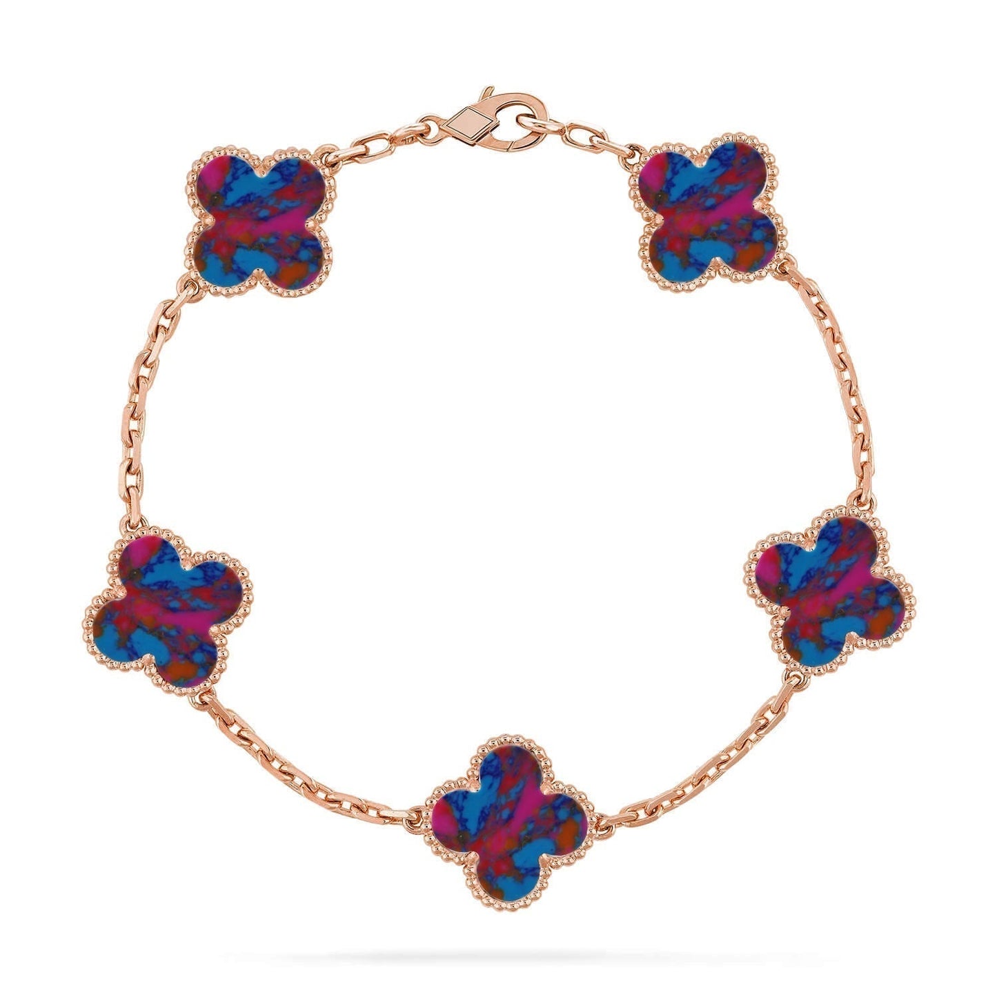 [Rose Tomorrow]CLOVER 5 MOTIF COLOR GEMSTONES BRACELET COLLECTION