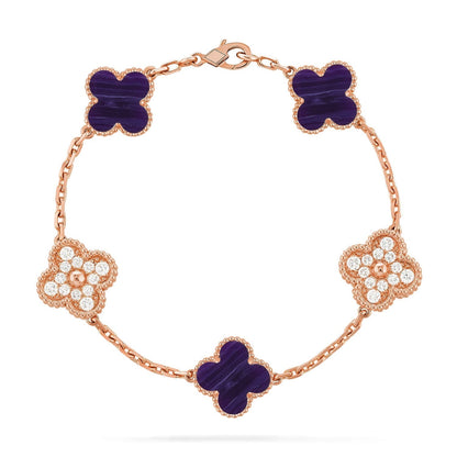 [Rose Tomorrow]CLOVER 5 MOTIF PURPLE STRIPES BRACELET COLLECTION