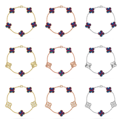 [Rose Tomorrow]CLOVER 5 MOTIF COLOR GEMSTONES BRACELET COLLECTION
