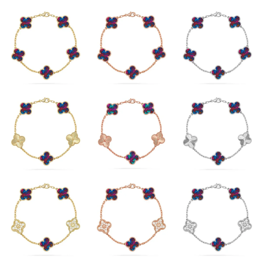 [Rose Tomorrow]CLOVER 5 MOTIF COLOR GEMSTONES BRACELET COLLECTION