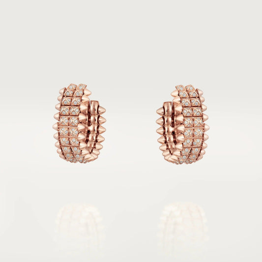 [Rose Tomorrow]CLASH 9.2MM FULL DIAMOND DOUBLE ROW EARRINGS