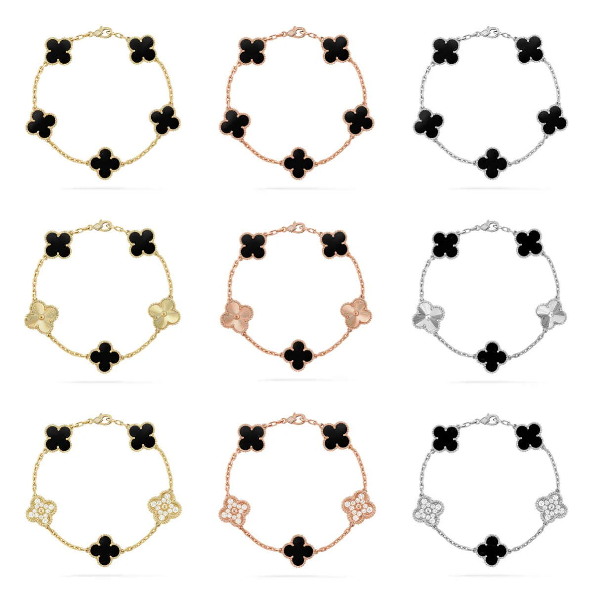 [Rose Tomorrow] CLOVER 5 MOTIF ONYXS BRACELET COLLECTION