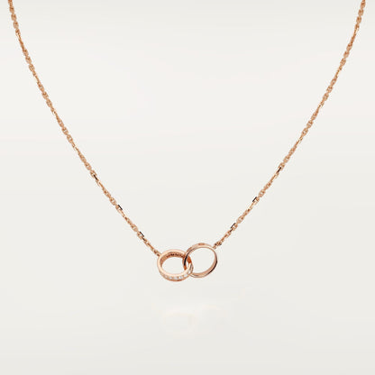 [Rose Tomorrow]LOVE DOUBLE RING HALF DIAMOND NECKLACE