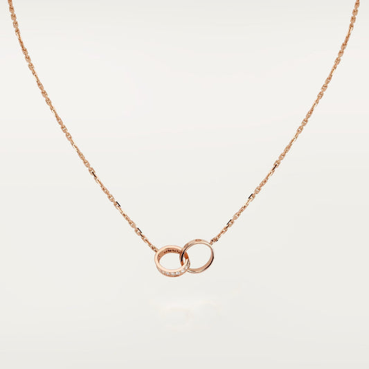 [Rose Tomorrow]LOVE DOUBLE RING HALF DIAMOND NECKLACE