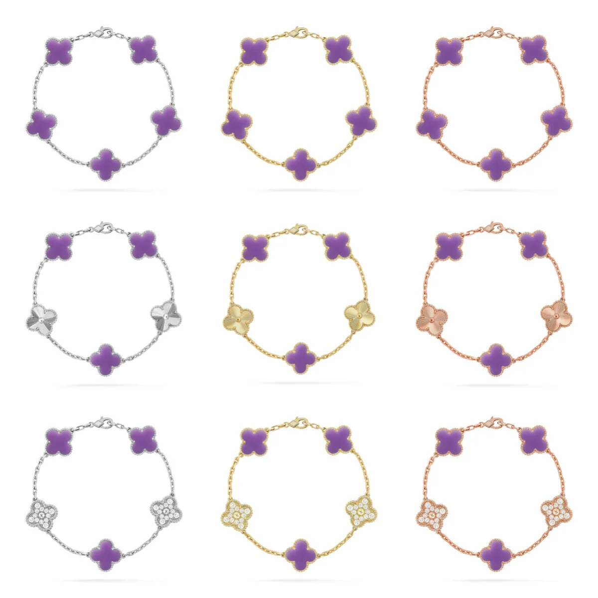 [Rose Tomorrow]CLOVER 5 MOTIF LIGHT PURPLE BRACELET COLLECTION