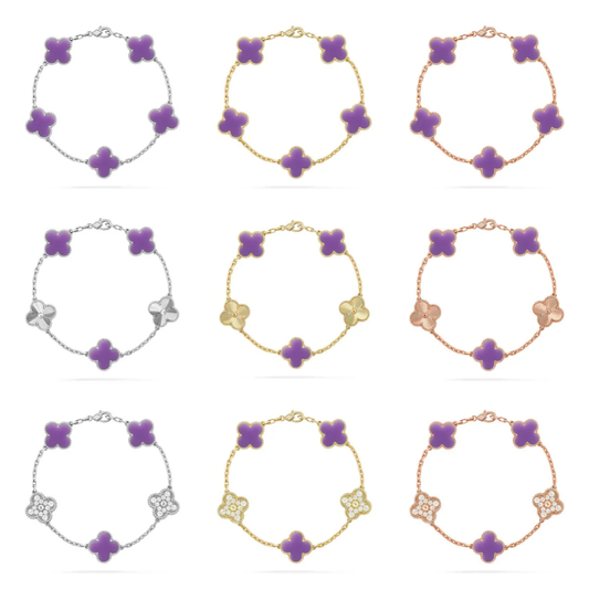 [Rose Tomorrow]CLOVER 5 MOTIF LIGHT PURPLE BRACELET COLLECTION