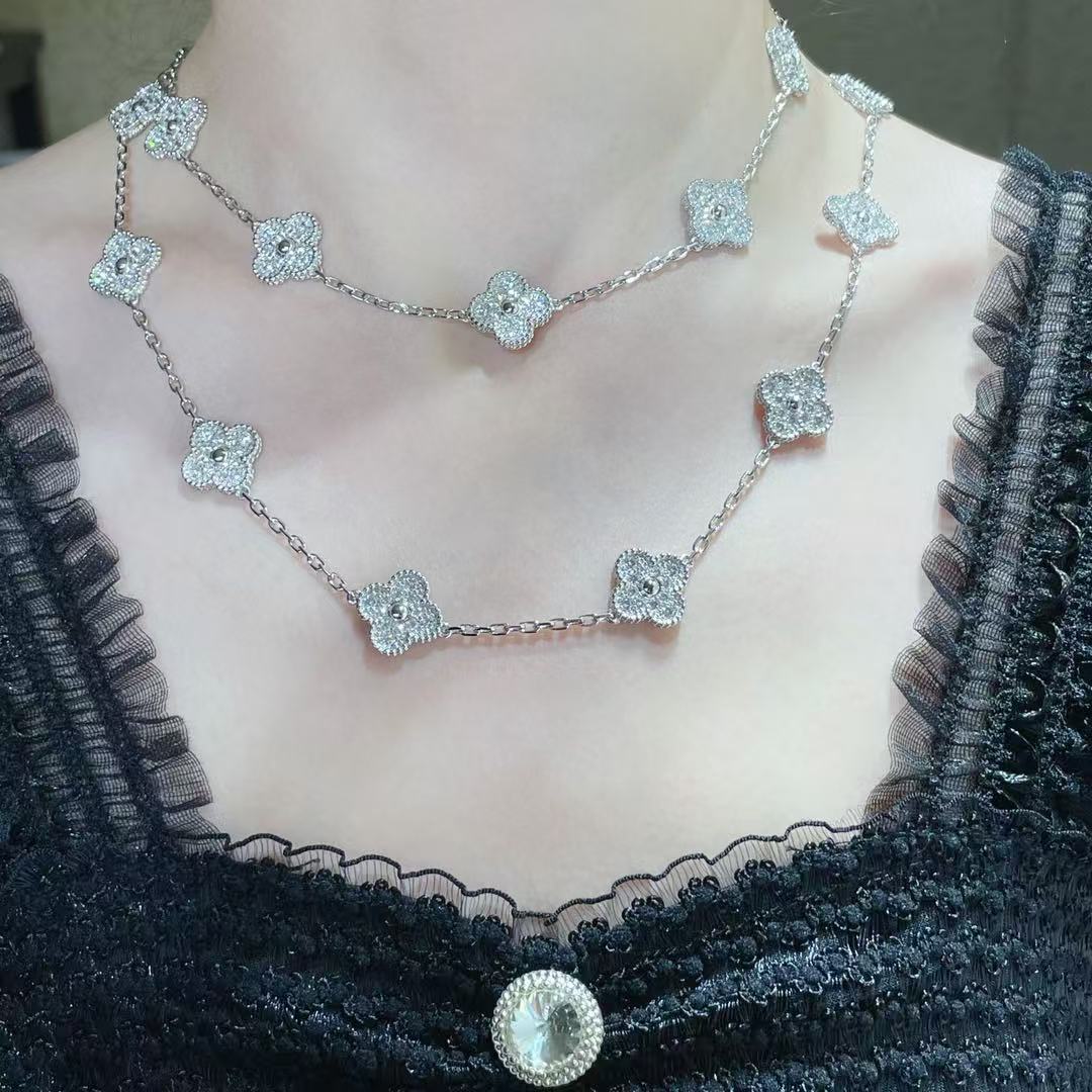 [Rose Tomorrow]CLOVER 20 MOTIFS FULL-DIAMOND NECKLACE