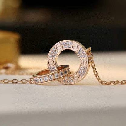[Rose Tomorrow]LOVE  FULL DIAMOND PENDANT NECKLACE