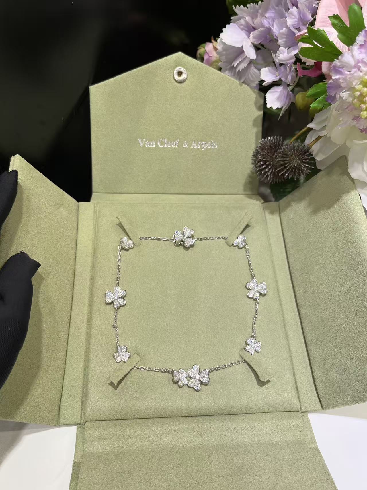 [Rose Tomorrow]CLOVER 10 MOTIFS  FULL DIAMOND NECKLACE