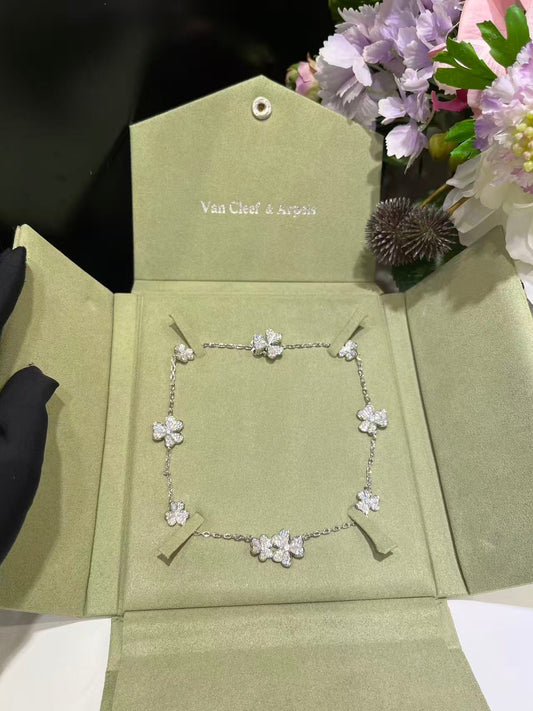 [Rose Tomorrow]CLOVER 10 MOTIFS  FULL DIAMOND NECKLACE