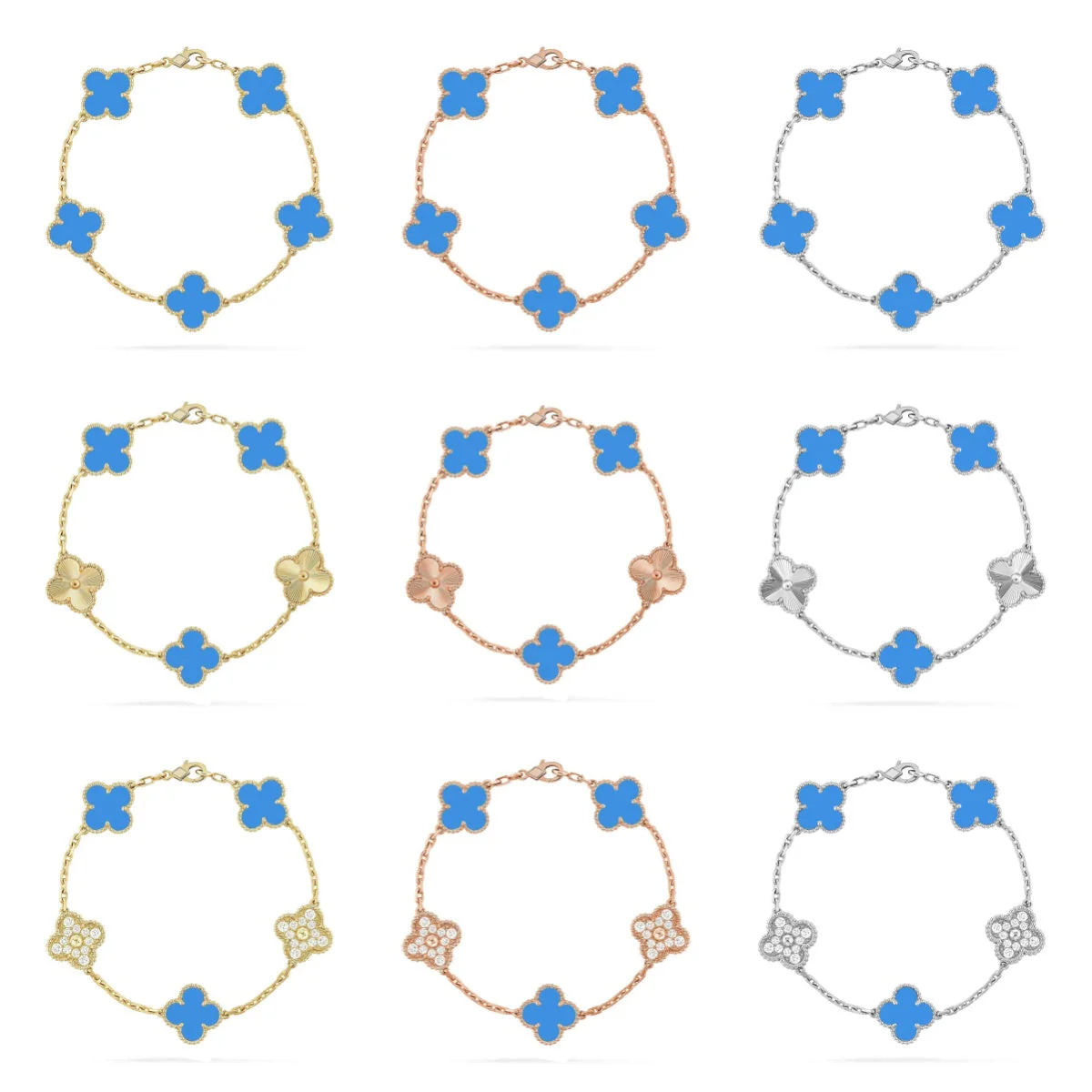 [Rose Tomorrow] CLOVER 5 MOTIF BLUE AGATE BRACELET COLLECTION