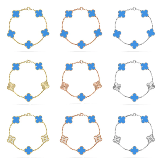 [Rose Tomorrow] CLOVER 5 MOTIF BLUE AGATE BRACELET COLLECTION