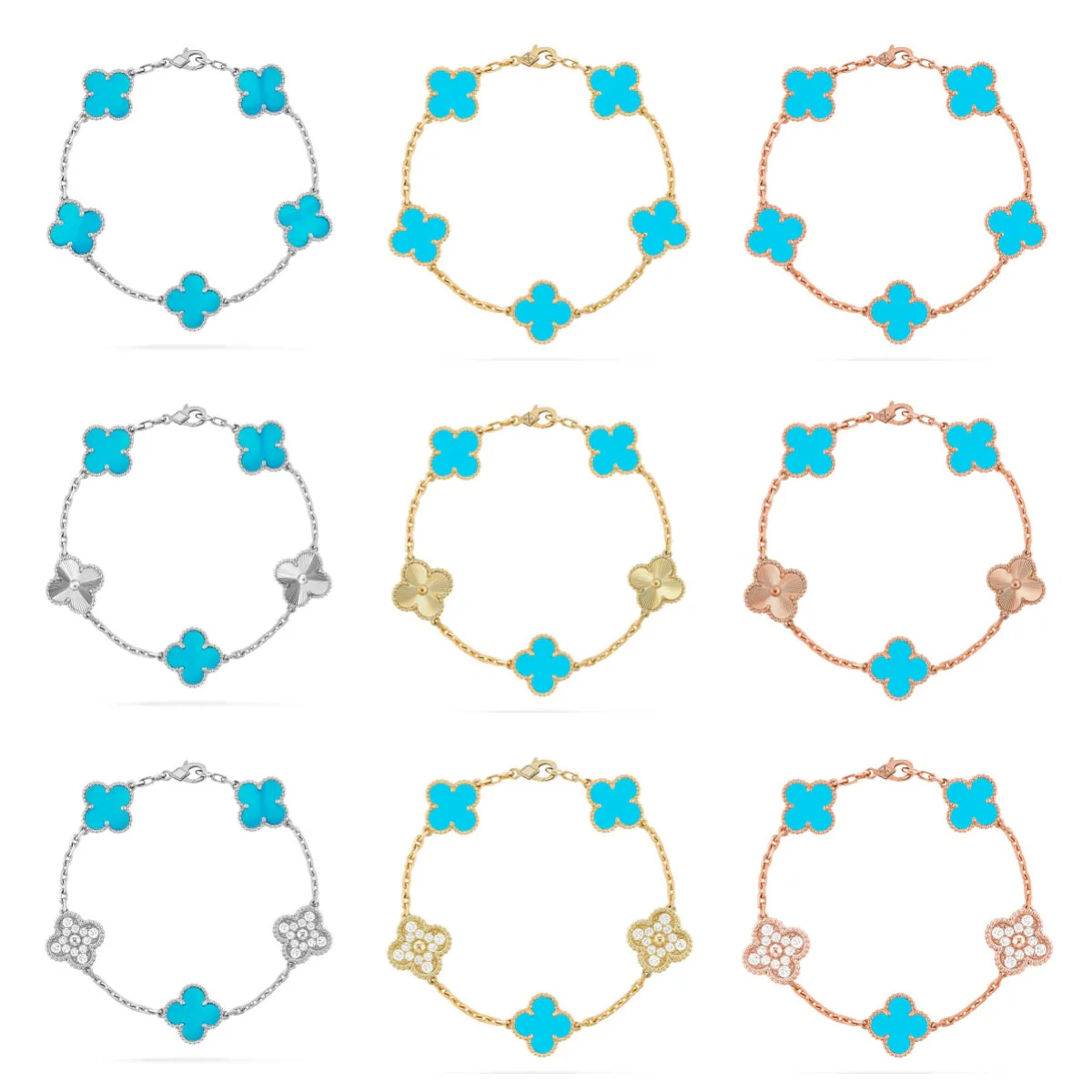 [Rose Tomorrow] CLOVER 5 MOTIF TURQUOISE BRACELET COLLECTION