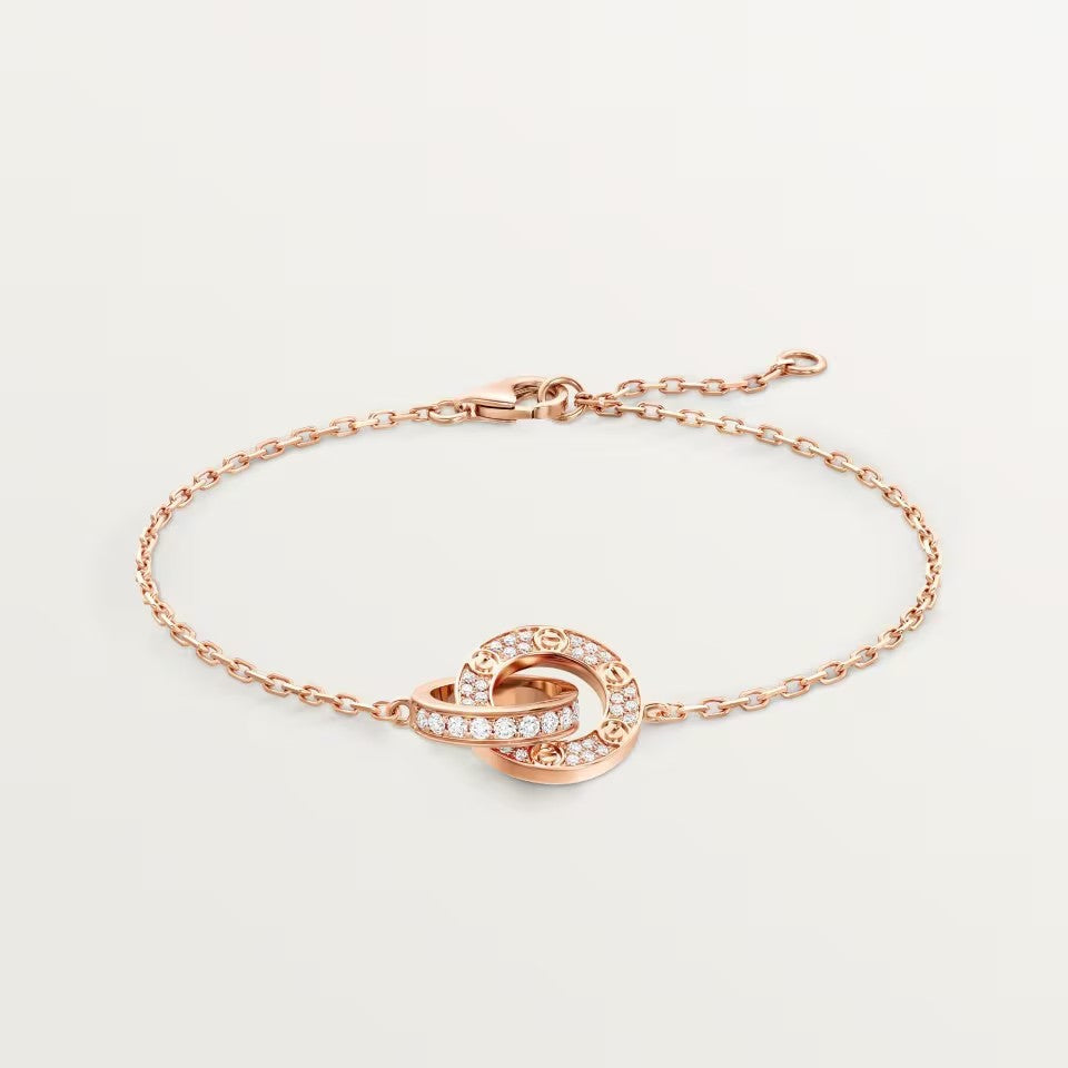 [Rose Tomorrow]LOVE DOUBLE RING FULL DIAMOND BRACELET