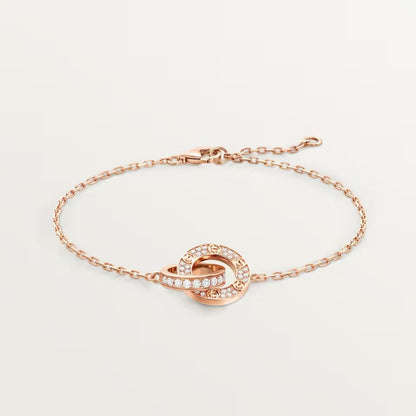 [Rose Tomorrow]LOVE DOUBLE RING FULL DIAMOND BRACELET