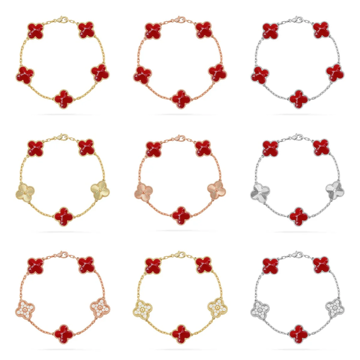 [Rose Tomorrow]CLOVER 5 MOTIF RED PATTERN BRACELET COLLECTION