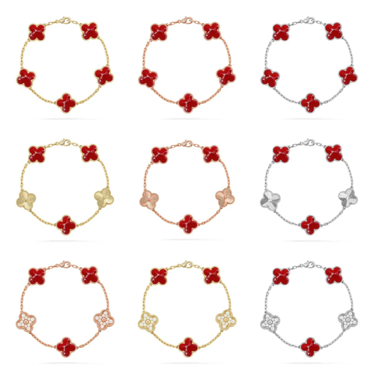 [Rose Tomorrow]CLOVER 5 MOTIF RED PATTERN BRACELET COLLECTION