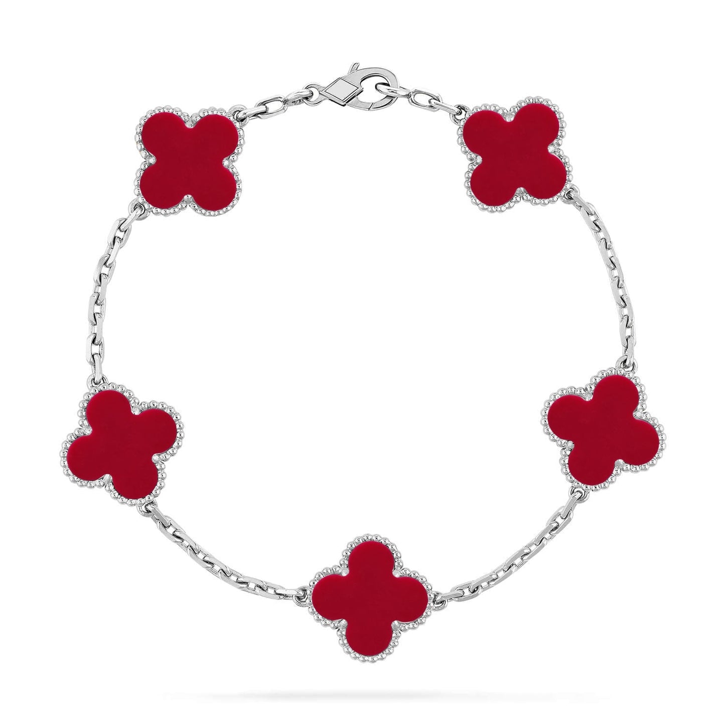 [Rose Tomorrow] CLOVER 5 MOTIF RED CORNELIAN BRACELET COLLECTION