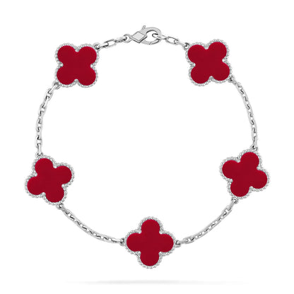 [Rose Tomorrow] CLOVER 5 MOTIF RED CORNELIAN BRACELET COLLECTION