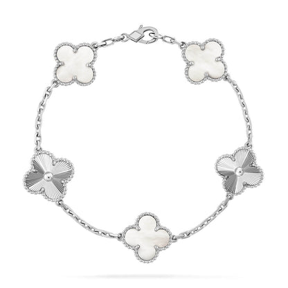 [Rose Tomorrow]CLOVER WHITE PEARL MOP 5 MOTIF BRACELET COLLECTION