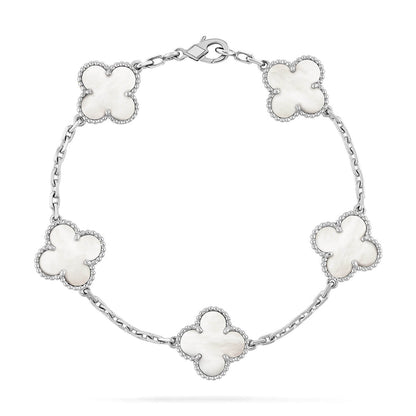[Rose Tomorrow]CLOVER WHITE PEARL MOP 5 MOTIF BRACELET COLLECTION