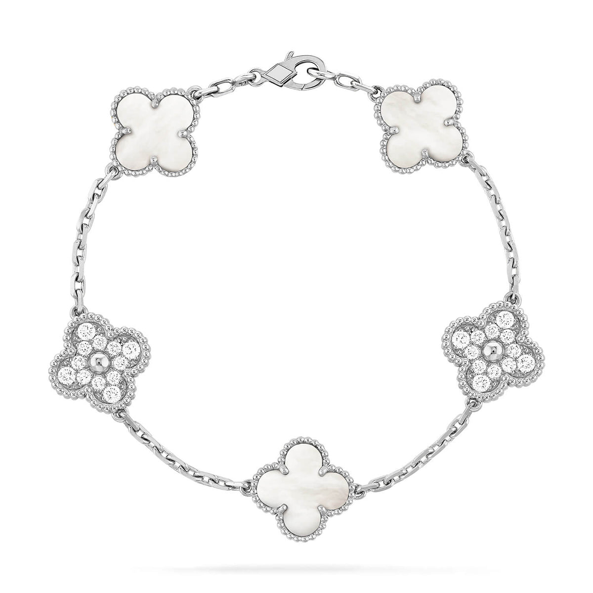 [Rose Tomorrow]CLOVER WHITE PEARL MOP 5 MOTIF BRACELET COLLECTION