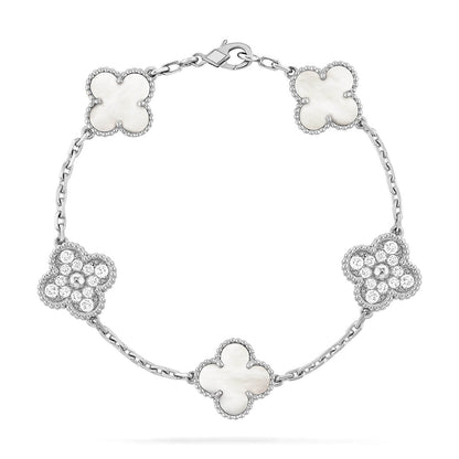 [Rose Tomorrow]CLOVER WHITE PEARL MOP 5 MOTIF BRACELET COLLECTION