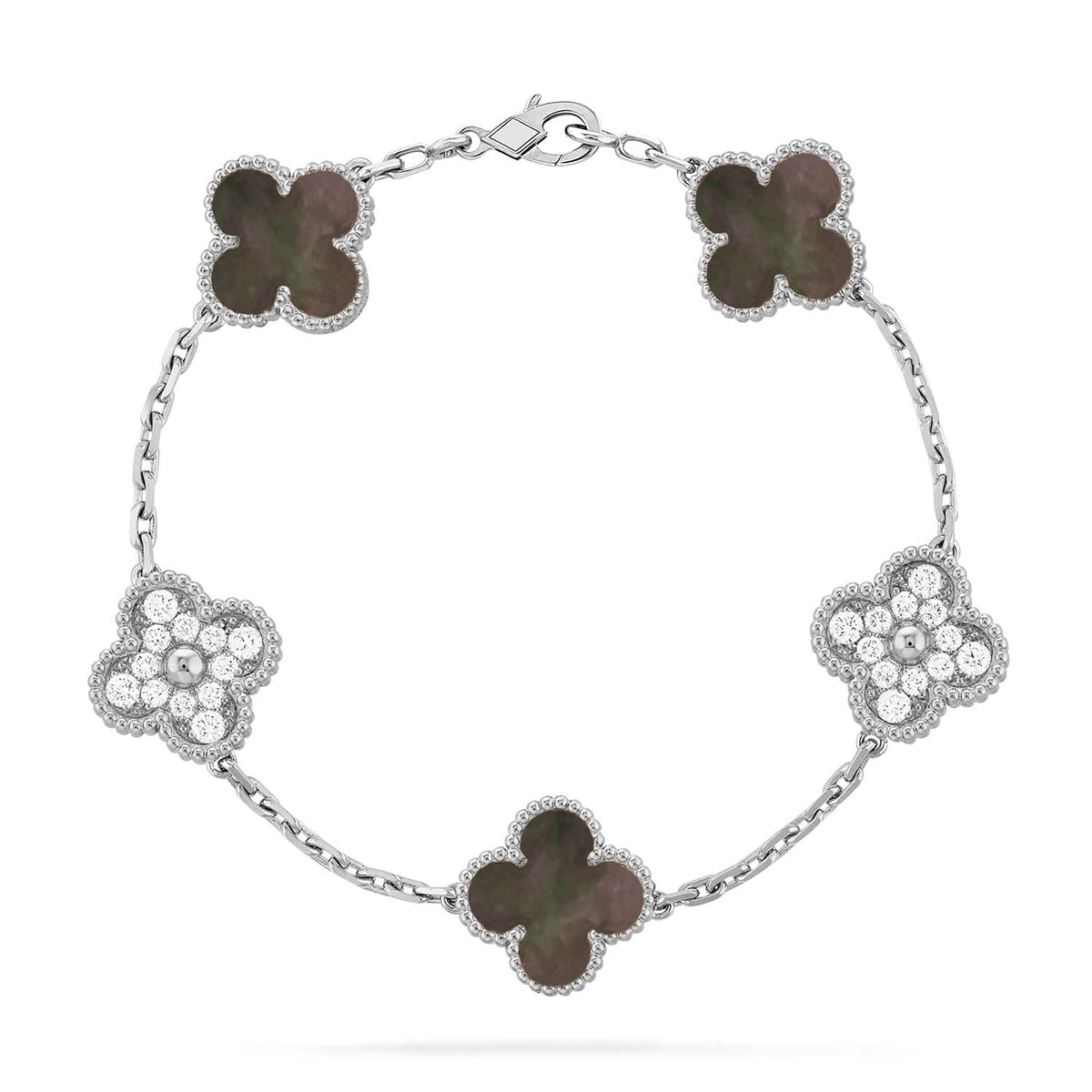 [Rose Tomorrow] CLOVER 5 MOTIF GRAY MOP BRACELET COLLECTION