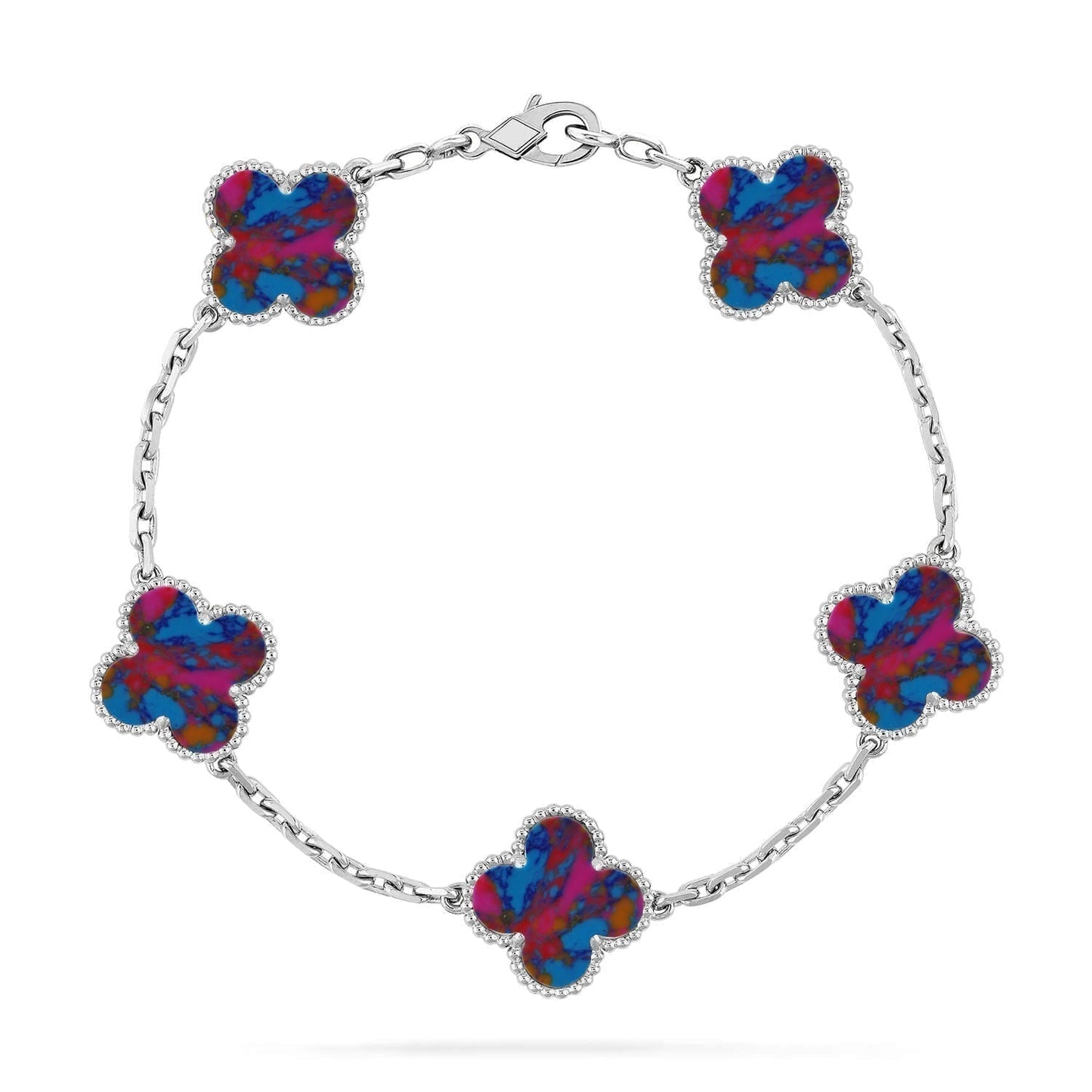 [Rose Tomorrow]CLOVER 5 MOTIF COLOR GEMSTONES BRACELET COLLECTION