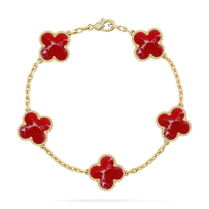 [Rose Tomorrow]CLOVER 5 MOTIF RED PATTERN BRACELET COLLECTION