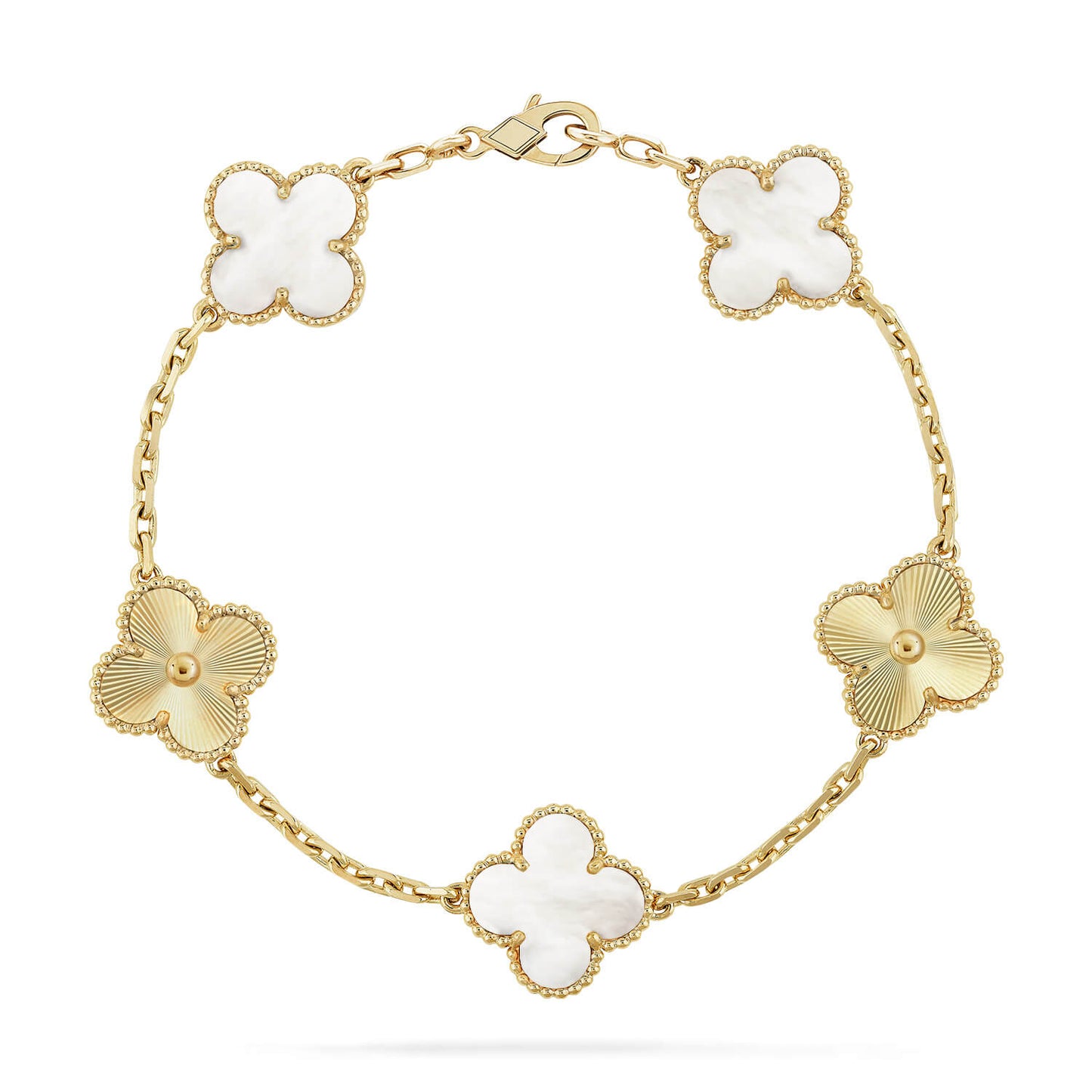 [Rose Tomorrow]CLOVER WHITE PEARL MOP 5 MOTIF BRACELET COLLECTION