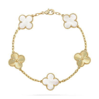[Rose Tomorrow]CLOVER WHITE PEARL MOP 5 MOTIF BRACELET COLLECTION