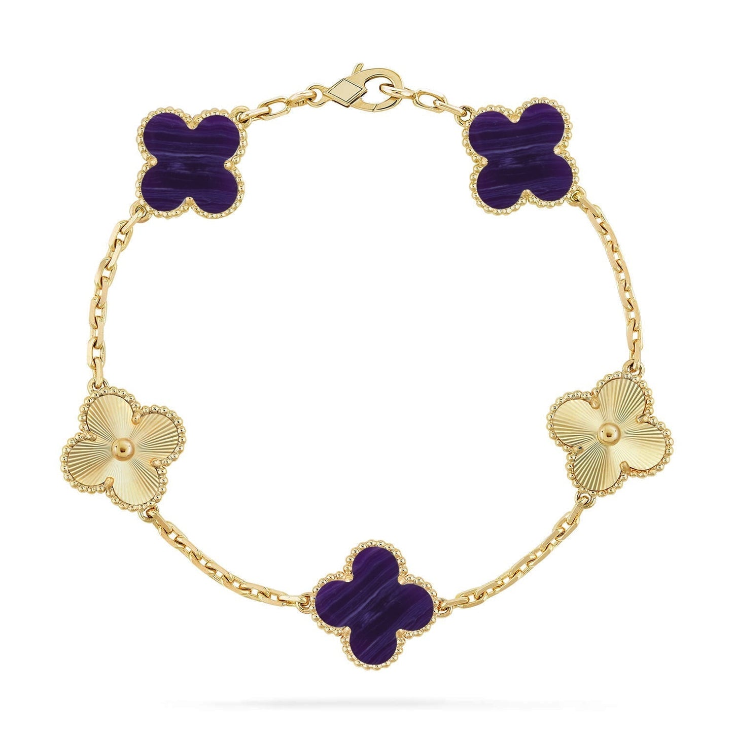 [Rose Tomorrow]CLOVER 5 MOTIF PURPLE STRIPES BRACELET COLLECTION