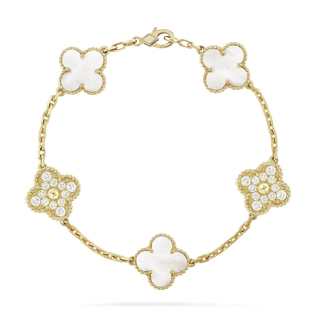 [Rose Tomorrow]CLOVER WHITE PEARL MOP 5 MOTIF BRACELET COLLECTION