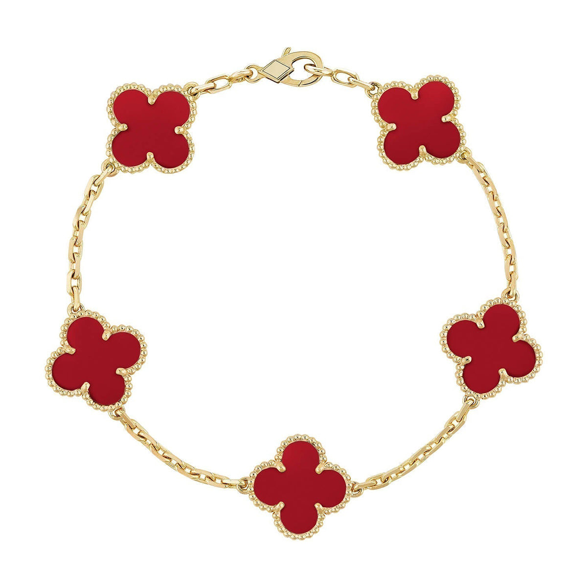 [Rose Tomorrow] CLOVER 5 MOTIF RED CORNELIAN BRACELET COLLECTION