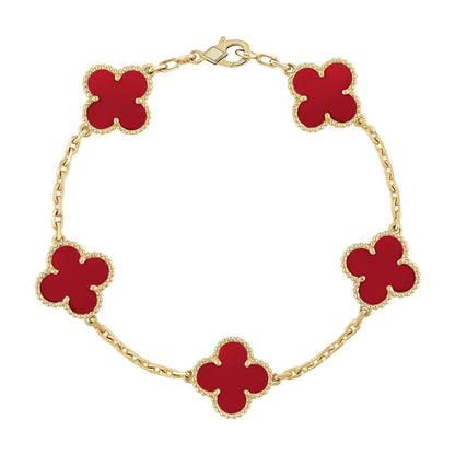 [Rose Tomorrow] CLOVER 5 MOTIF RED CORNELIAN BRACELET COLLECTION