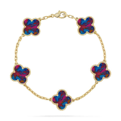 [Rose Tomorrow]CLOVER 5 MOTIF COLOR GEMSTONES BRACELET COLLECTION