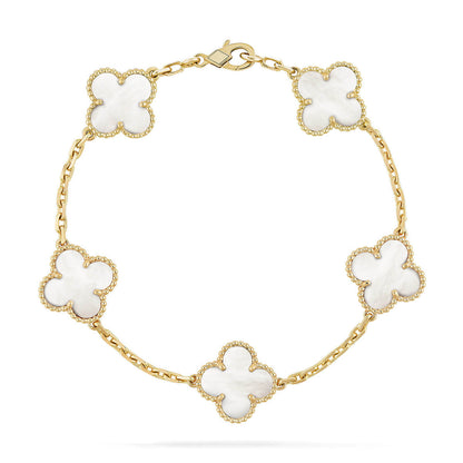 [Rose Tomorrow]CLOVER WHITE PEARL MOP 5 MOTIF BRACELET COLLECTION