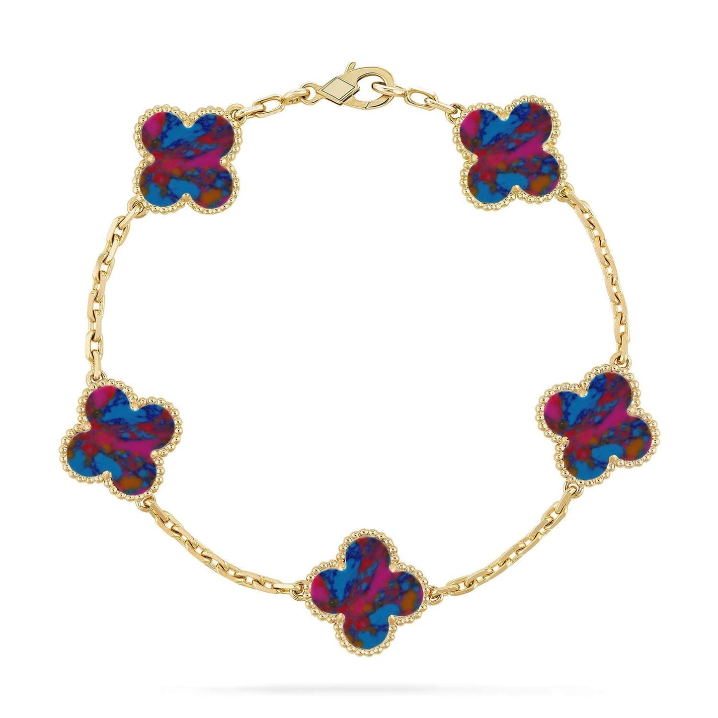 [Rose Tomorrow]CLOVER 5 MOTIF COLOR GEMSTONES BRACELET COLLECTION